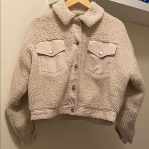 Zara furry denim jacket XS
